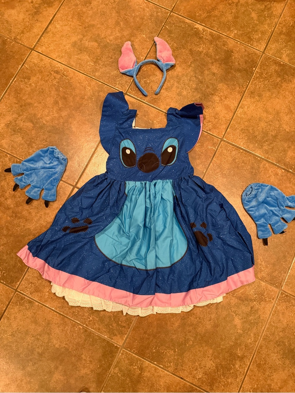 Blue Stitch Girls' Costume Dress with Ear Headband and Gloves (8-10 year olds)